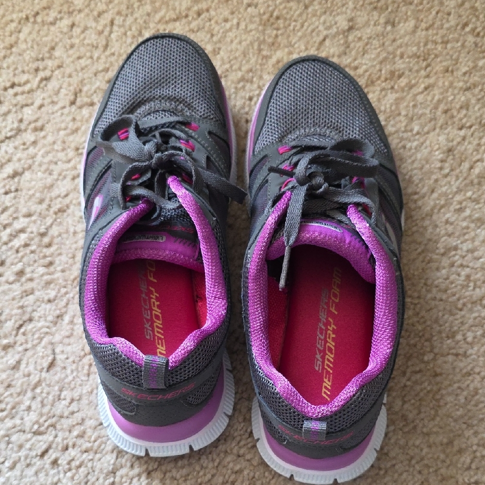 Skechers Women's Charcoal and Pink Sneakers